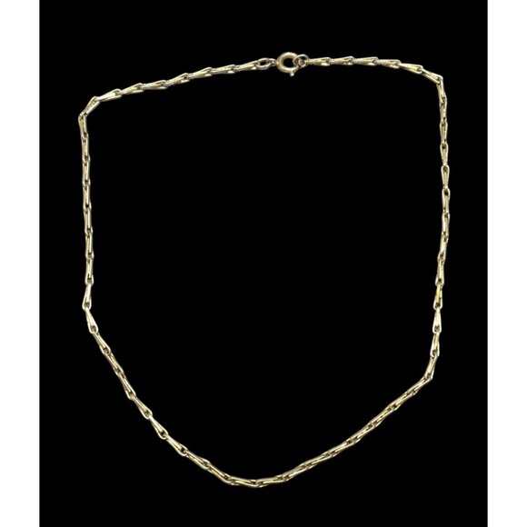 Quirky Vintage Teardrop-Like Gold Tone Chain Necklace - Picture 2 of 6